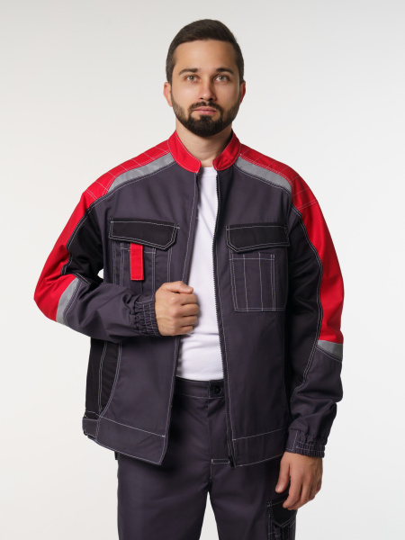 Куртка рабочая мужская №116 цвет серый с красным, черным