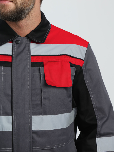 Костюм Виват-2 Премиум IMP (тк.Смесовая, 240) п/к, т.серый/черный/красный