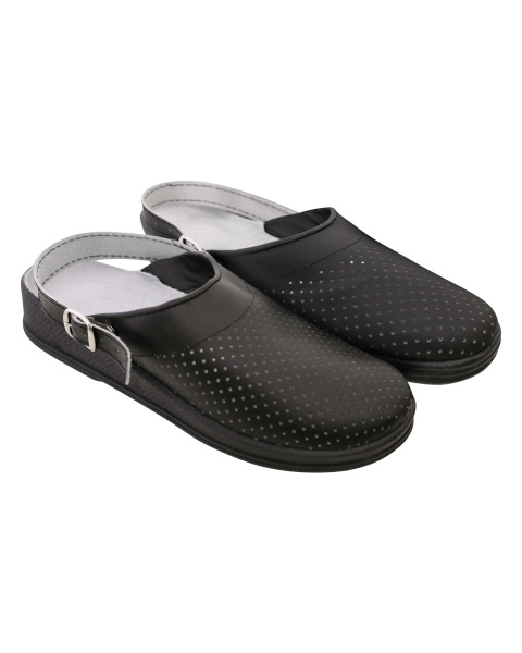 Сабо женские чёрные, кожа, ПВХ, с ремешком Step