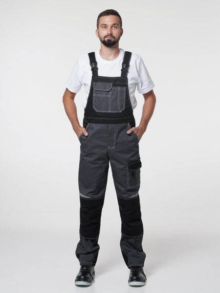 Полукомбинезон рабочий мужской №116 серый с черный, СОП, ткань Rodos