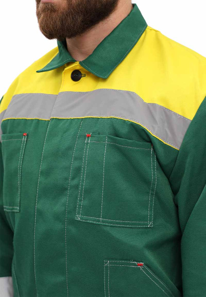 Костюм рабочий "Легион" т.зеленый/желтый, куртка/полукомб КОС817-125 URSUS (ЧЗ)