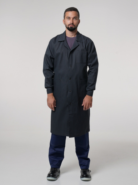 Халат рабочий мужской №200 черный, ткань Бязь