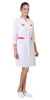 Халат "БРАЙТЛИ" женский белый с фуксией, тк.Твил стрейч (ЧЗ)