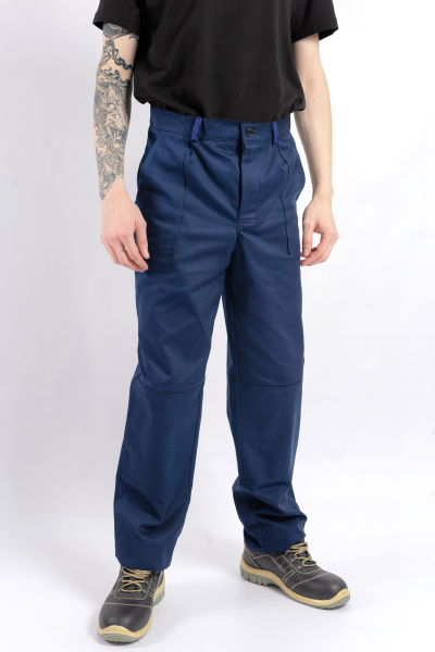 Костюм рабочий мужской №100 (куртка, брюки) тёмно-синий с васильковым СОП 25 мм (ЧЗ)