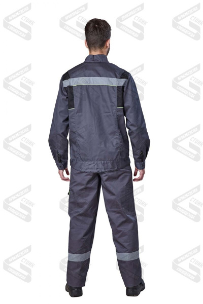 Куртка рабочая летняя "Респект" тк. смесовая, т.серый/черный/лим., СОП КурЗМим-1 (ЧЗ)