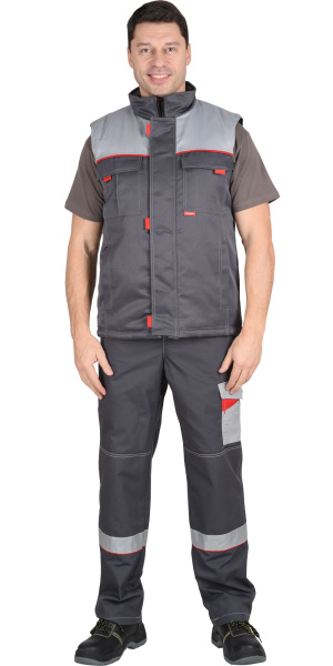 Жилет "ФАВОРИТ" мужской  тёмно-серый с серым (ЧЗ)