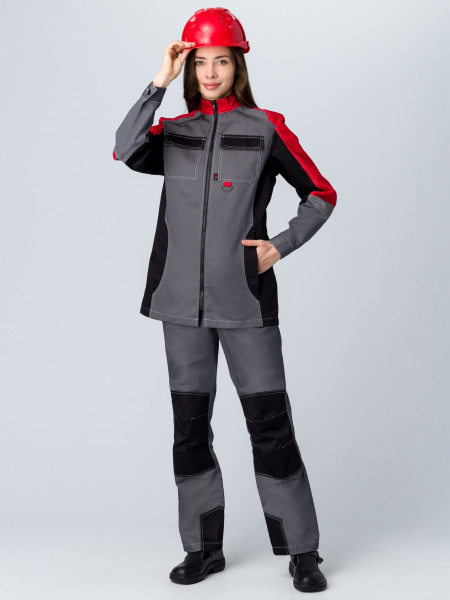 Костюм женский Формула (тк.Смесовая,240) п/к, серый/красный/черный