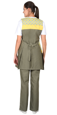 Комплект "ГАЛАТЕЯ" женский: фартук, брюки оливковый с желтым (ЧЗ)
