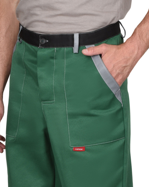 Костюм АСПЕКТ куртка длин., брюки зеленый со светло-серым и черной отделкой