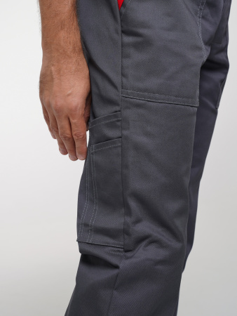 Костюм рабочий мужской №112 (куртка, полукомбинезон) тёмно-серый с красным (ЧЗ)