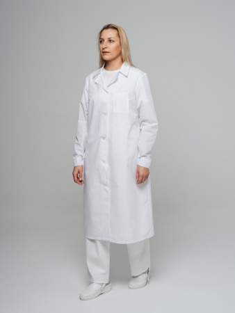 Халат рабочий женский №203 отбеленный, ткань ТИСИ