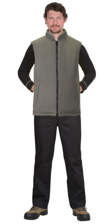 Жилет "ЕВРОПА" двухсторонний оливковый с флисом хаки (ЧЗ) тк. Дюспо