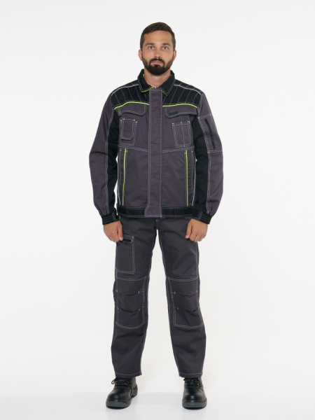 Куртка "Престиж" кор.,летняя темно-серая с лим. кантом тк.Rodos (245 гр/кв.м) (ЧЗ)