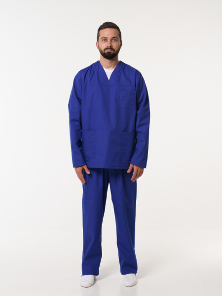 Костюм рабочий универсальный №104 (куртка, брюки) васильковый, ткань смесовая, длинный рукав 