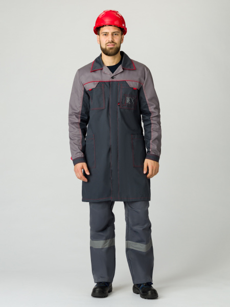 Халат Фаворит Премиум (тк.Смесовая,240), т.серый/св.серый