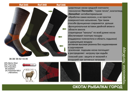 Термоноски NordKapp арт. 946 green