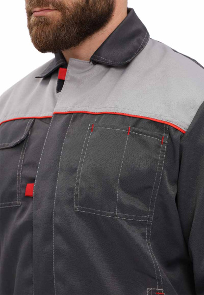 Костюм мужской "Фаворит" летний с п/к серый со светло-серым тк. смесовая КОС105-308