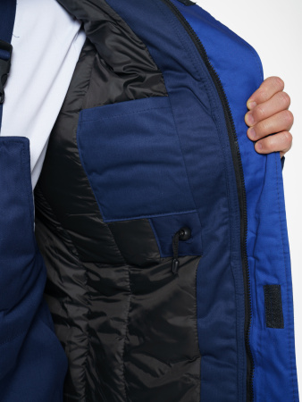 Куртка мужская зимняя Кур703 ткань Твил, цвет темно-синий с васильковым